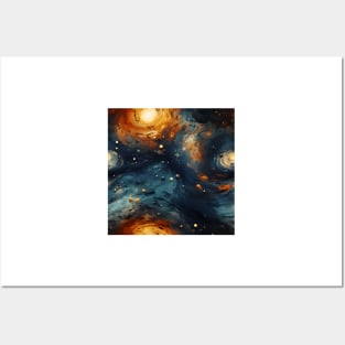 Van Gogh Starry Night Outer Space Pattern 2 Posters and Art